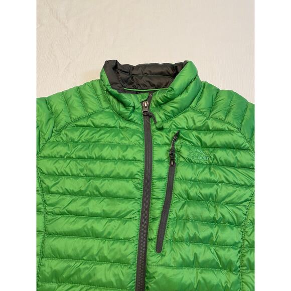 L L Bean Goose Down Puffer Jacket Kids Large 14-16 Green Full Zip Pockets - Picture 2 of 16